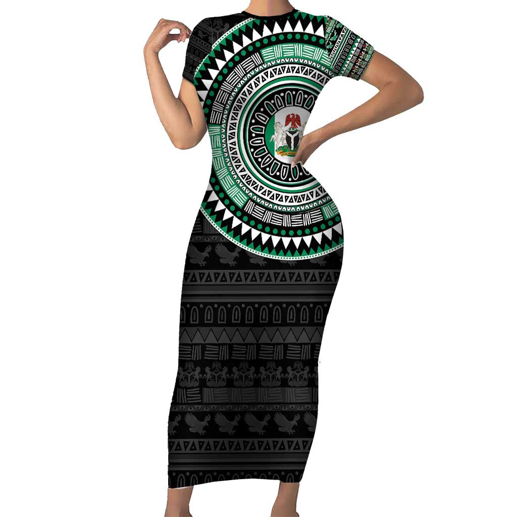Nigeria Family Matching Short Sleeve Bodycon Dress and Hawaiian Shirt African Tribal Pattern