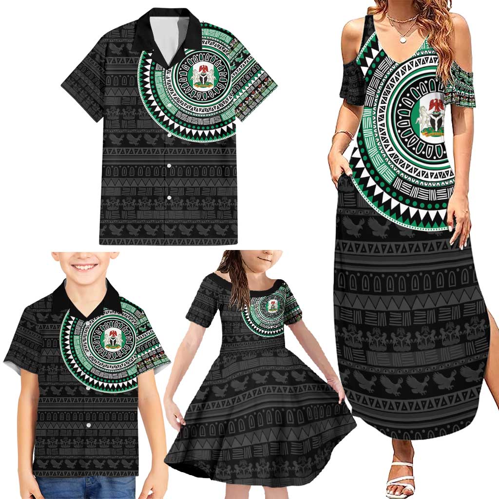 Nigeria Family Matching Summer Maxi Dress and Hawaiian Shirt African Tribal Pattern