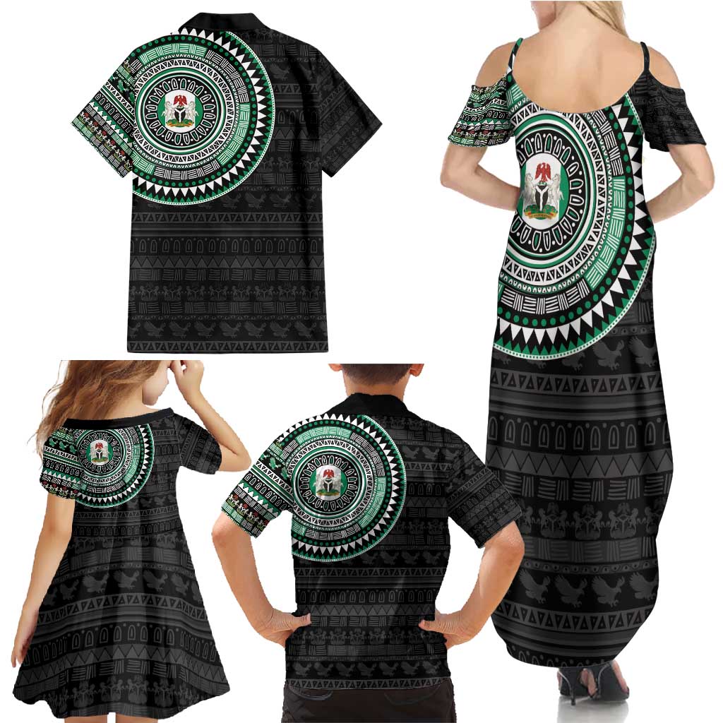 Nigeria Family Matching Summer Maxi Dress and Hawaiian Shirt African Tribal Pattern