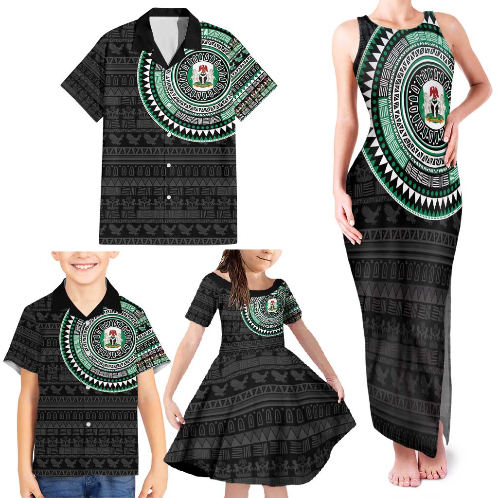 Nigeria Family Matching Tank Maxi Dress and Hawaiian Shirt African Tribal Pattern