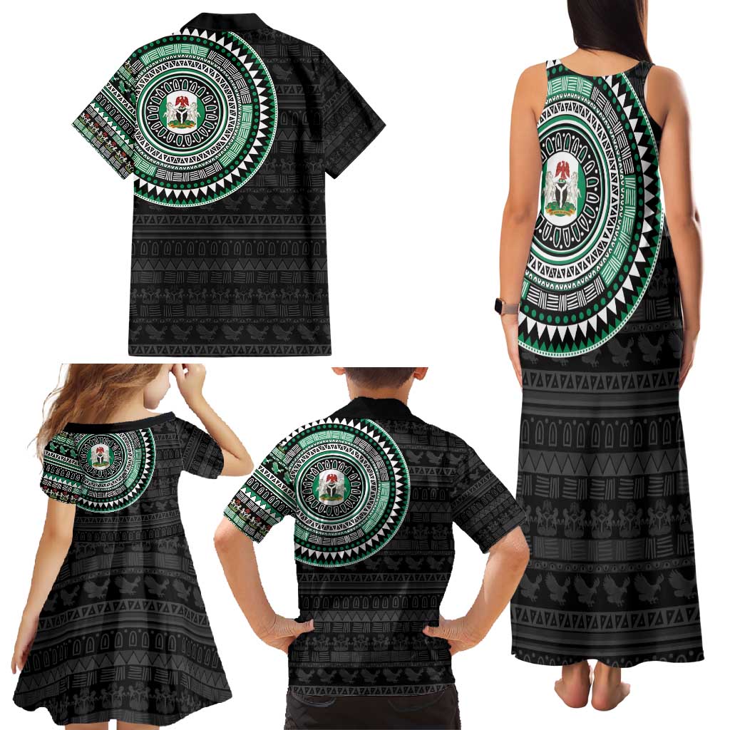 Nigeria Family Matching Tank Maxi Dress and Hawaiian Shirt African Tribal Pattern
