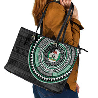 Nigeria Leather Tote Bag African Tribal Pattern