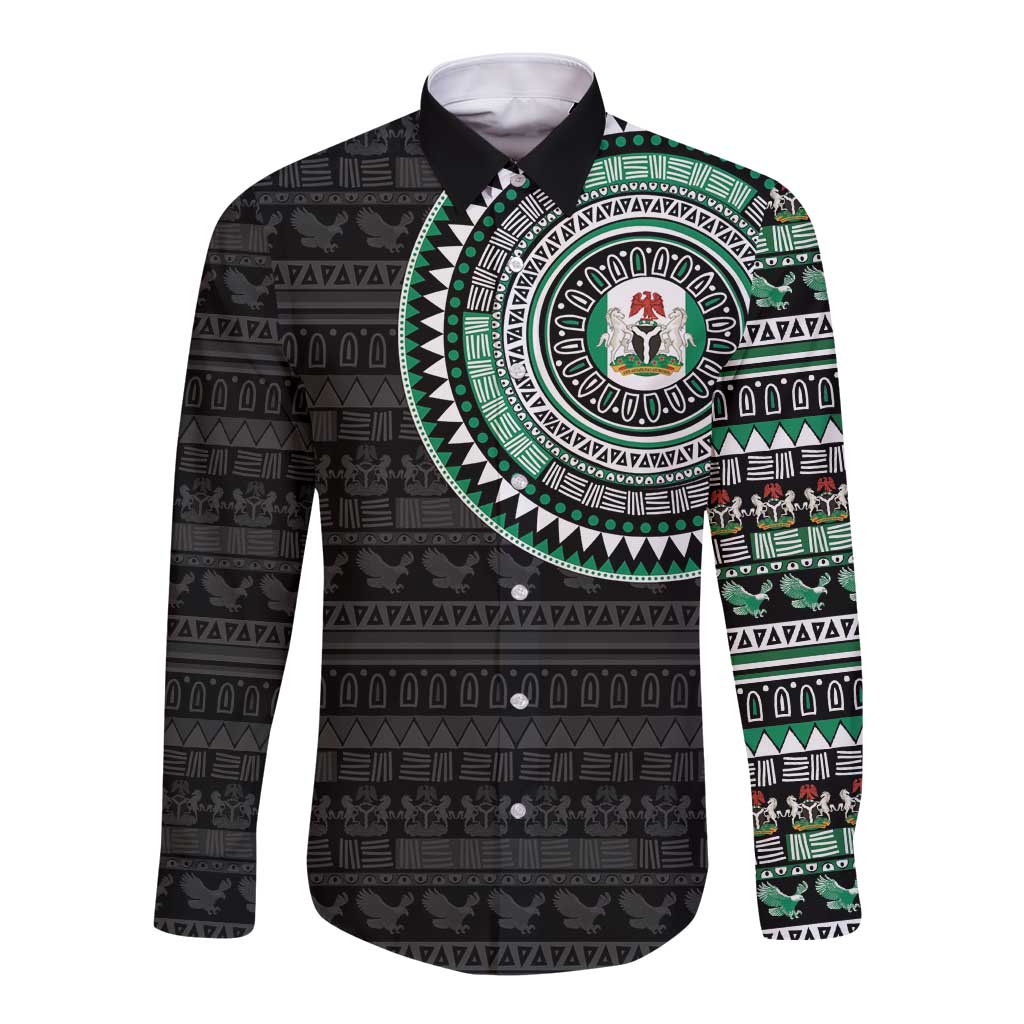 Nigeria Long Sleeve Button Shirt African Tribal Pattern