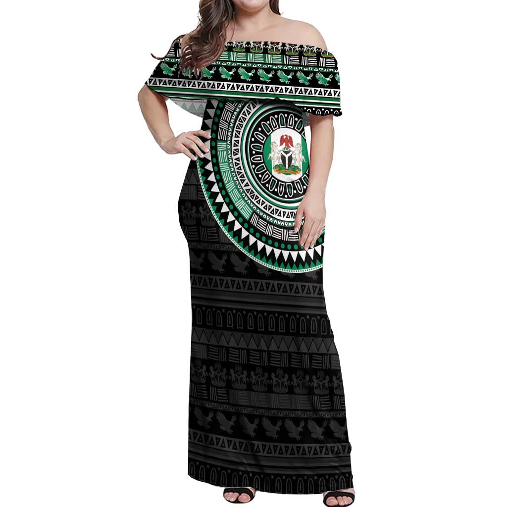 Nigeria Off Shoulder Maxi Dress African Tribal Pattern