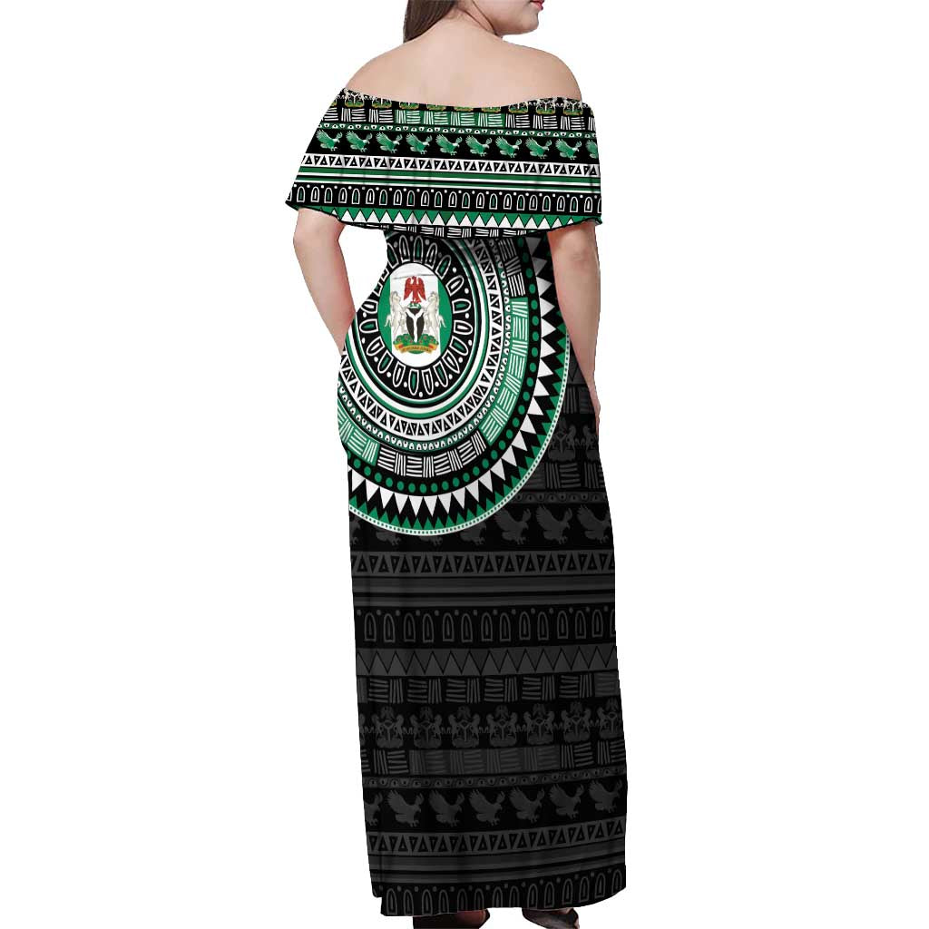 Nigeria Off Shoulder Maxi Dress African Tribal Pattern