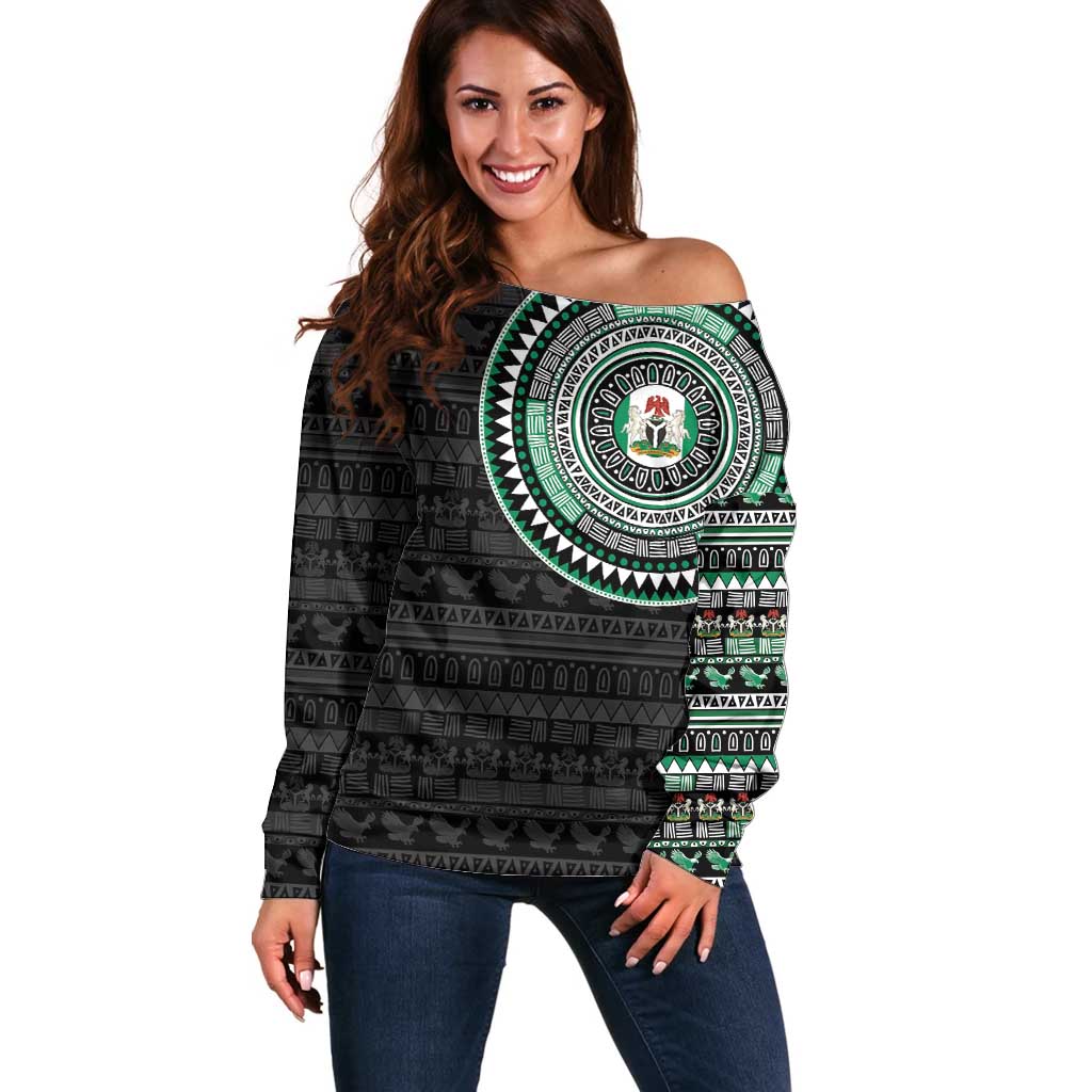 Nigeria Off Shoulder Sweater African Tribal Pattern