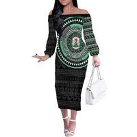Nigeria Off The Shoulder Long Sleeve Dress African Tribal Pattern