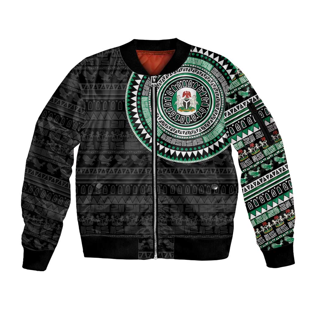Nigeria Sleeve Zip Bomber Jacket African Tribal Pattern