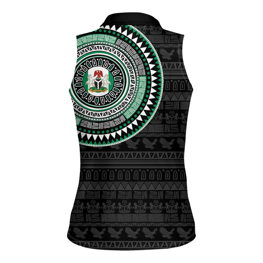 Nigeria Women Sleeveless Polo Shirt African Tribal Pattern