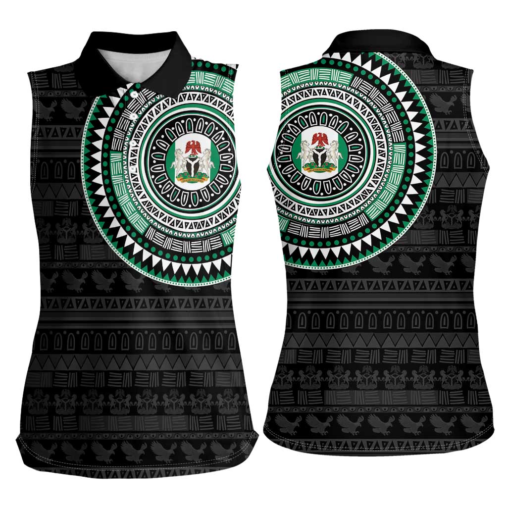 Nigeria Women Sleeveless Polo Shirt African Tribal Pattern
