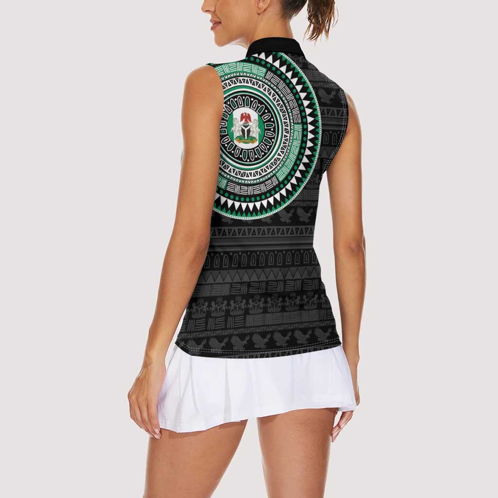 Nigeria Women Sleeveless Polo Shirt African Tribal Pattern
