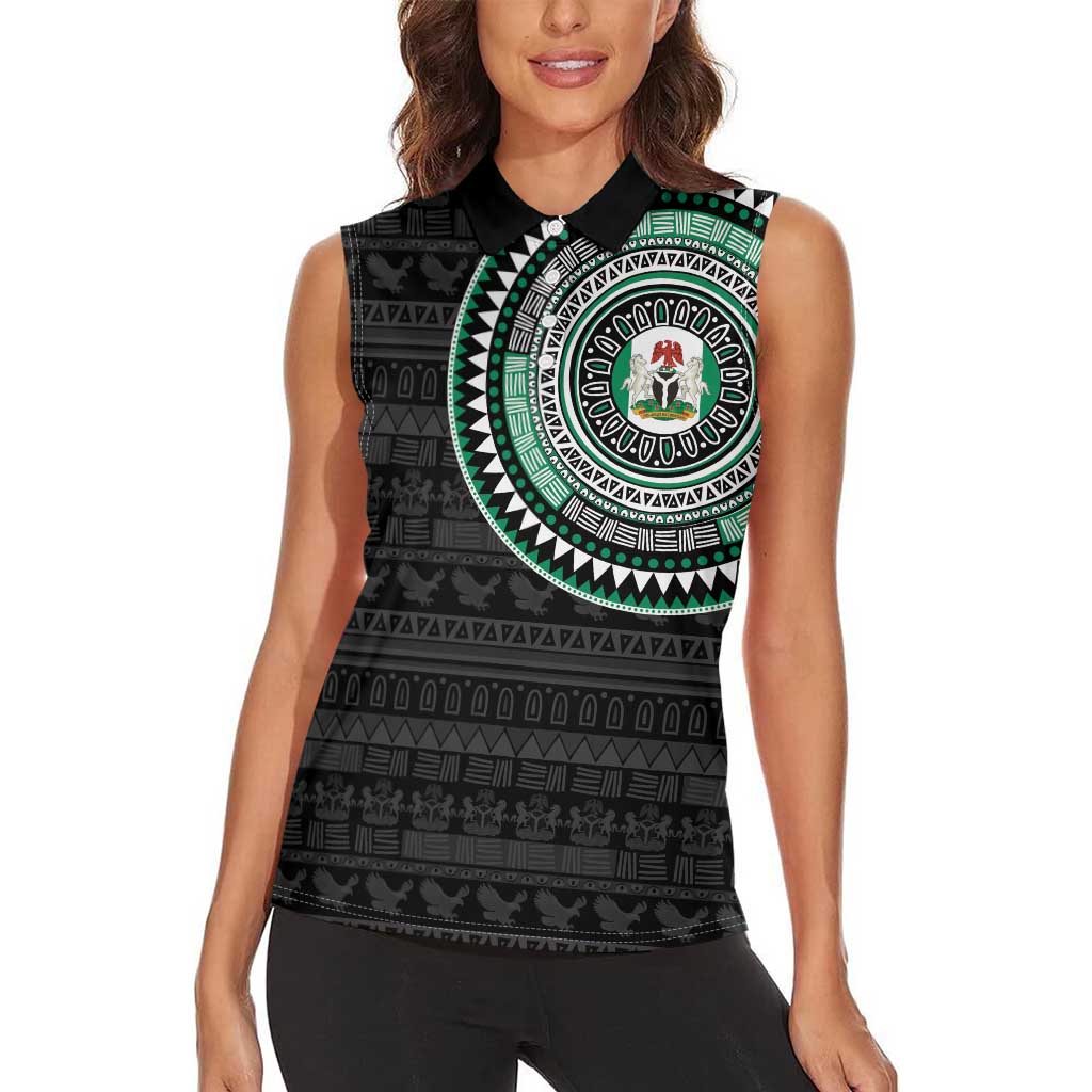 Nigeria Women Sleeveless Polo Shirt African Tribal Pattern