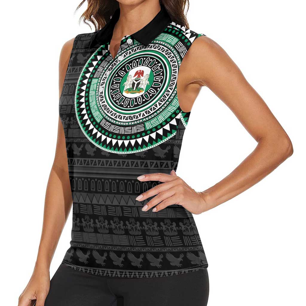 Nigeria Women Sleeveless Polo Shirt African Tribal Pattern