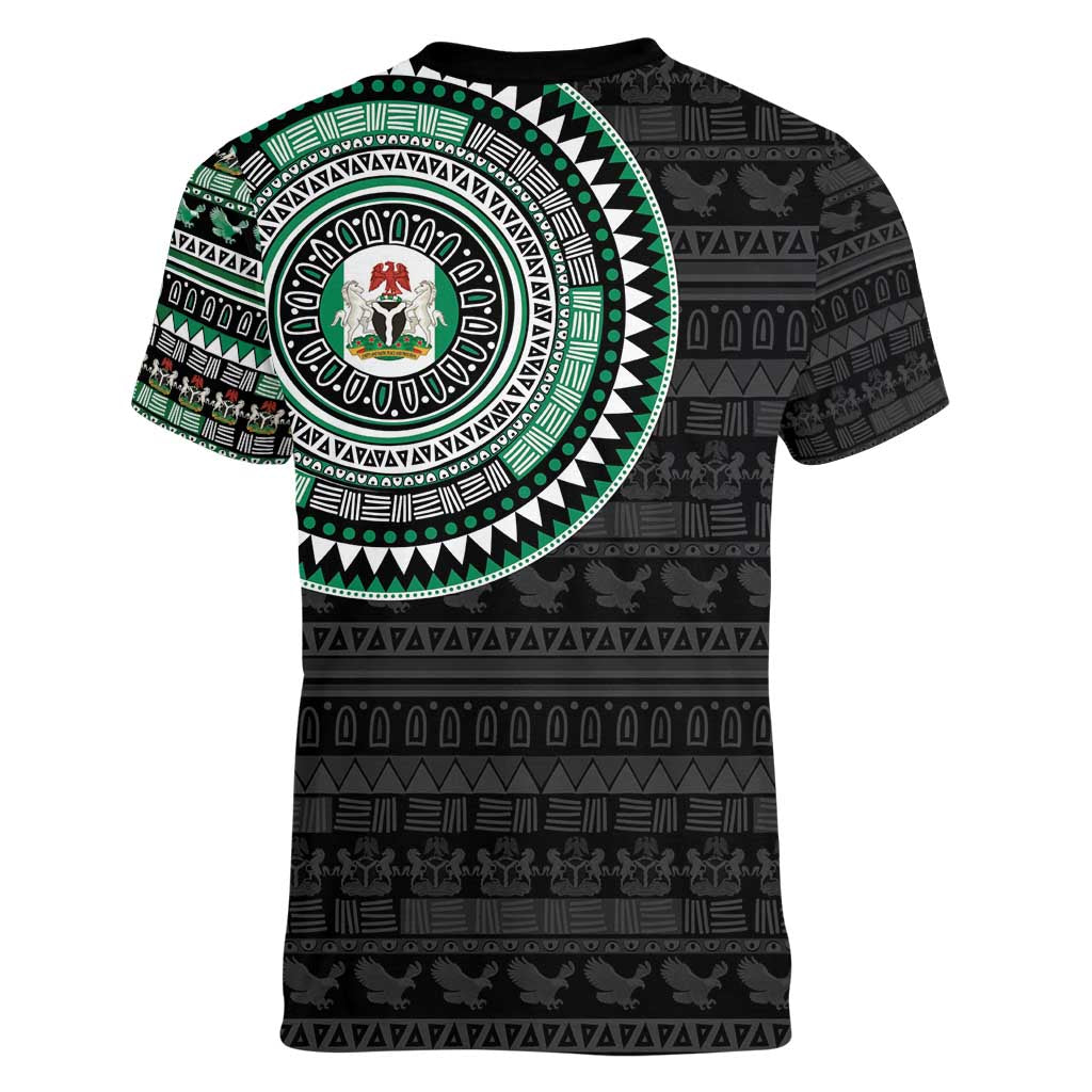 Nigeria Women V-Neck T-Shirt African Tribal Pattern