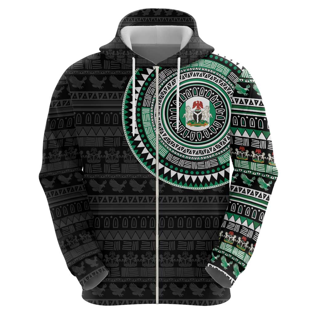 Nigeria Zip Hoodie African Tribal Pattern