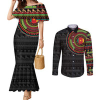 Cameroon Couples Matching Mermaid Dress and Long Sleeve Button Shirt African Tribal Pattern