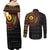 Cameroon Couples Matching Off Shoulder Maxi Dress and Long Sleeve Button Shirt African Tribal Pattern