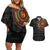 Cameroon Couples Matching Off Shoulder Short Dress and Hawaiian Shirt African Tribal Pattern