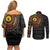 Cameroon Couples Matching Off Shoulder Short Dress and Long Sleeve Button Shirt African Tribal Pattern