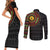 Cameroon Couples Matching Short Sleeve Bodycon Dress and Long Sleeve Button Shirt African Tribal Pattern