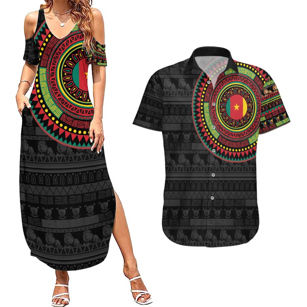 Cameroon Couples Matching Summer Maxi Dress and Hawaiian Shirt African Tribal Pattern