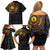 Cameroon Family Matching Off Shoulder Short Dress and Hawaiian Shirt African Tribal Pattern