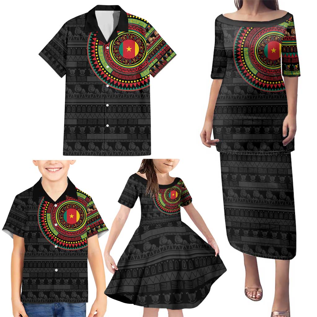 Cameroon Family Matching Puletasi and Hawaiian Shirt African Tribal Pattern