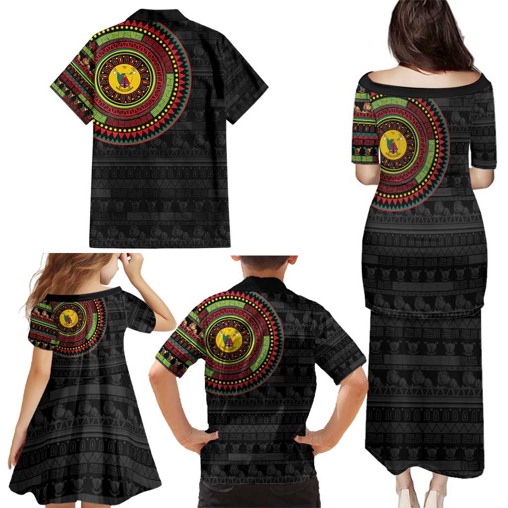 Cameroon Family Matching Puletasi and Hawaiian Shirt African Tribal Pattern