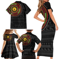 Cameroon Family Matching Short Sleeve Bodycon Dress and Hawaiian Shirt African Tribal Pattern