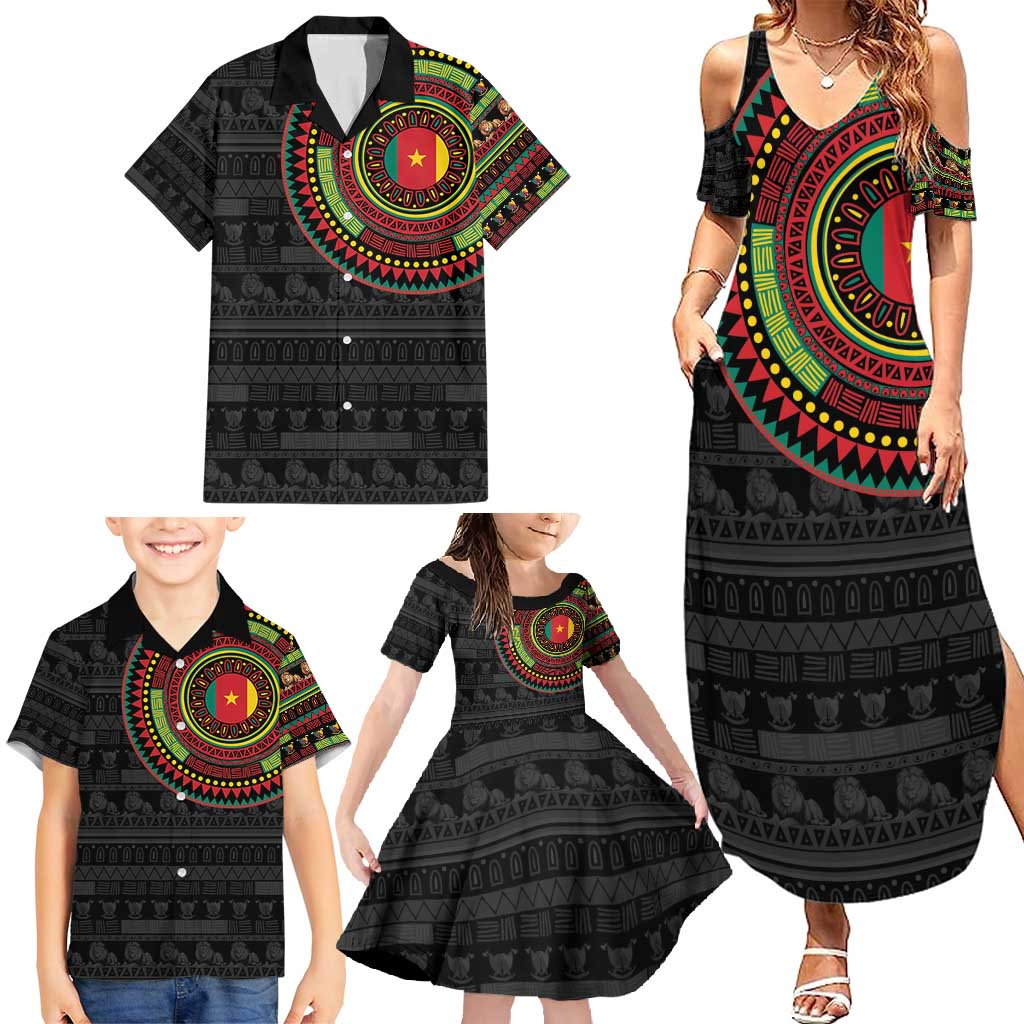 Cameroon Family Matching Summer Maxi Dress and Hawaiian Shirt African Tribal Pattern