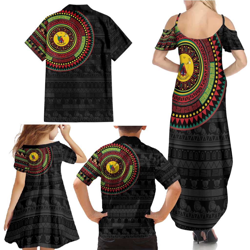 Cameroon Family Matching Summer Maxi Dress and Hawaiian Shirt African Tribal Pattern