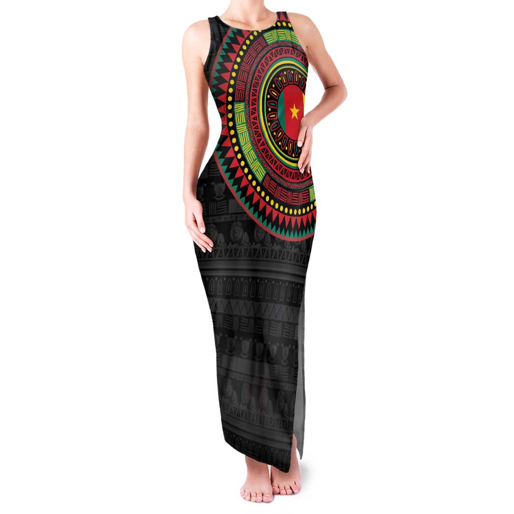 Cameroon Family Matching Tank Maxi Dress and Hawaiian Shirt African Tribal Pattern