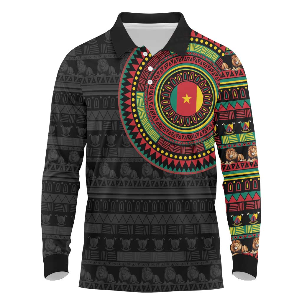 Cameroon Long Sleeve Polo Shirt African Tribal Pattern