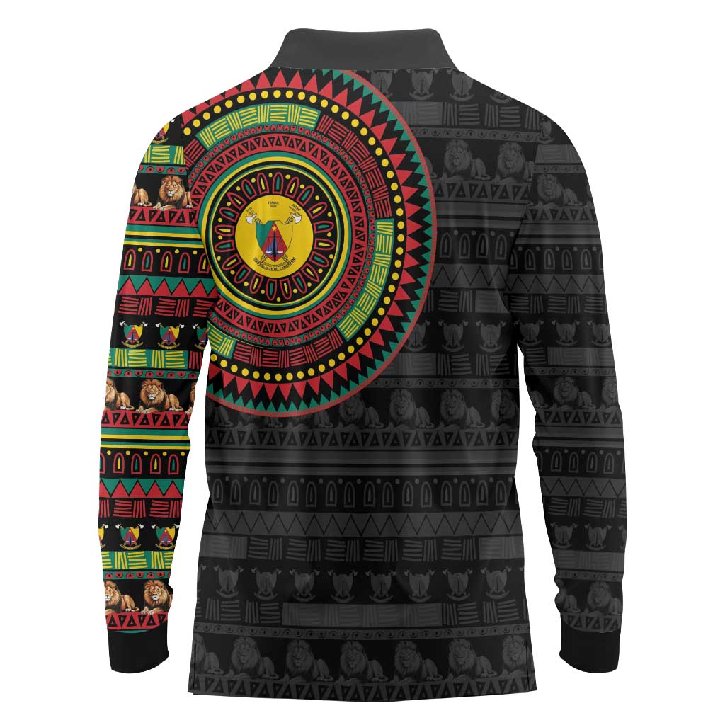 Cameroon Long Sleeve Polo Shirt African Tribal Pattern