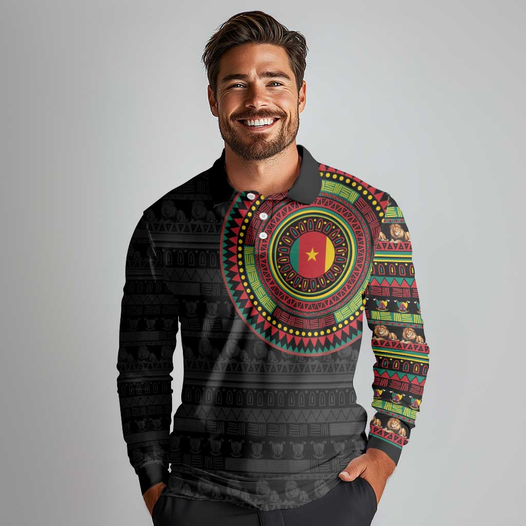 Cameroon Long Sleeve Polo Shirt African Tribal Pattern