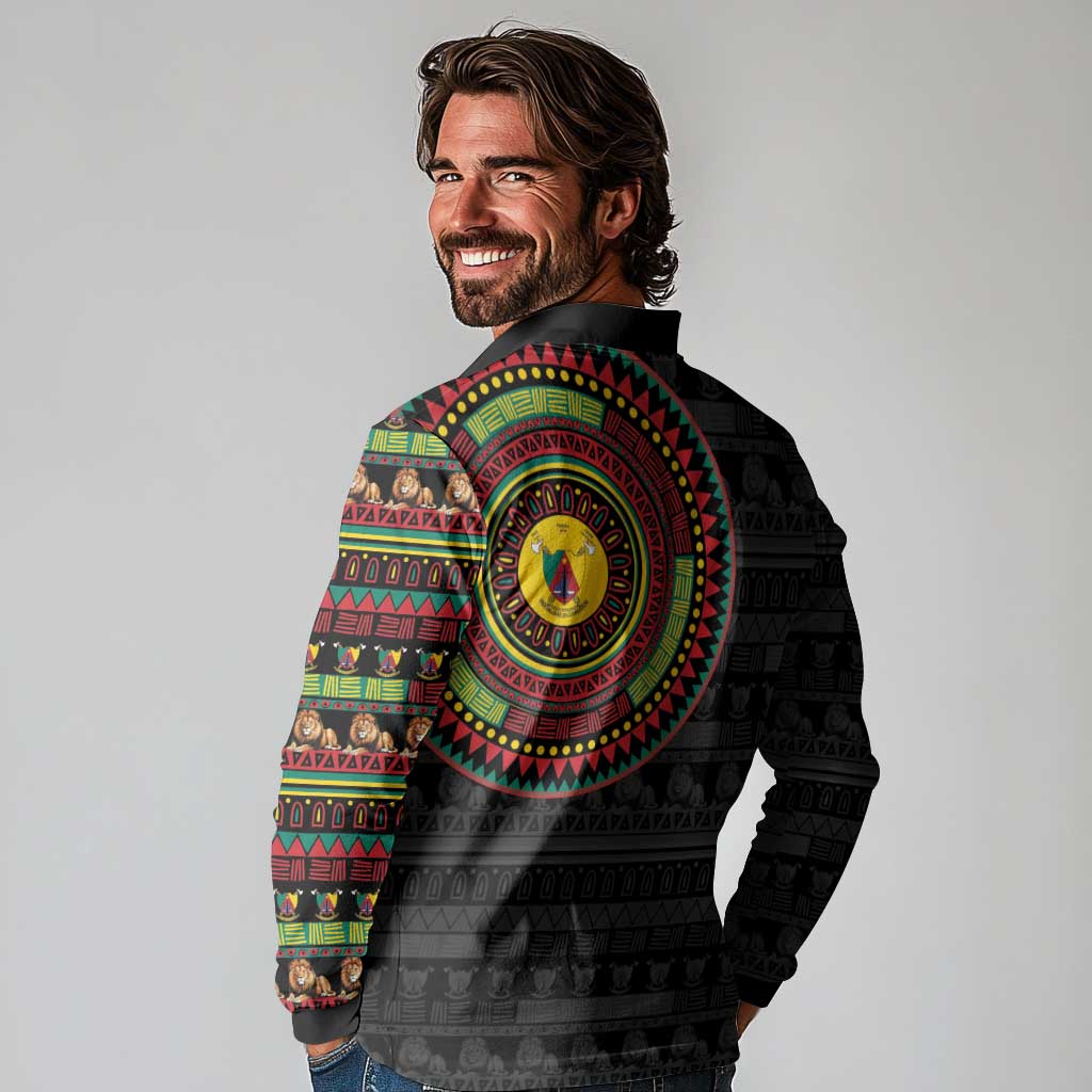 Cameroon Long Sleeve Polo Shirt African Tribal Pattern
