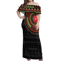Cameroon Off Shoulder Maxi Dress African Tribal Pattern