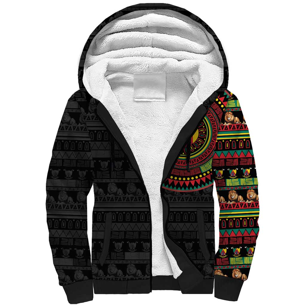 Cameroon Sherpa Hoodie African Tribal Pattern