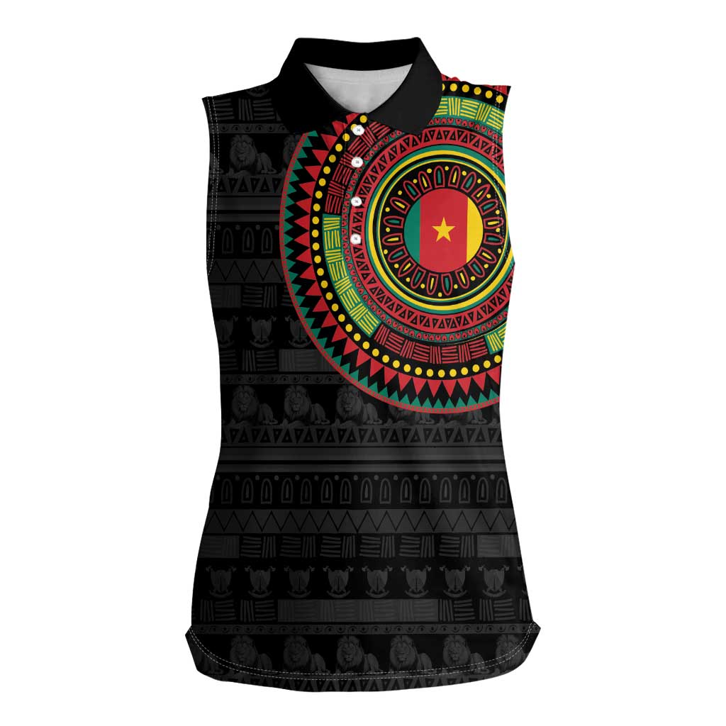 Cameroon Women Sleeveless Polo Shirt African Tribal Pattern