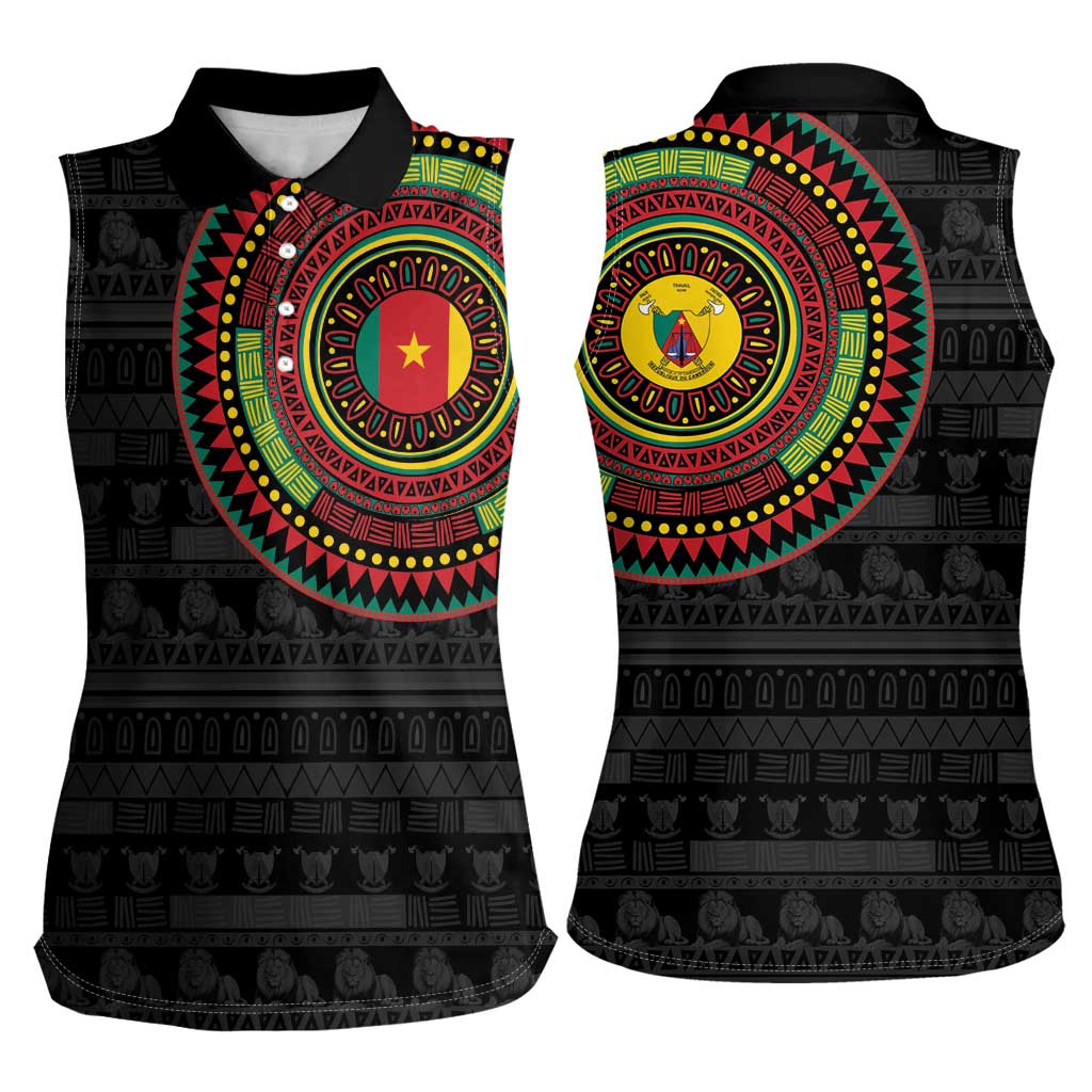 Cameroon Women Sleeveless Polo Shirt African Tribal Pattern