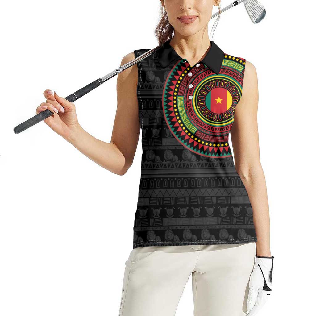 Cameroon Women Sleeveless Polo Shirt African Tribal Pattern