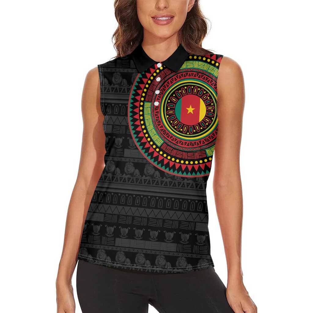 Cameroon Women Sleeveless Polo Shirt African Tribal Pattern