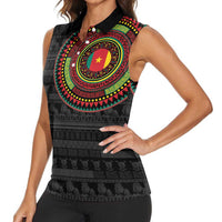 Cameroon Women Sleeveless Polo Shirt African Tribal Pattern
