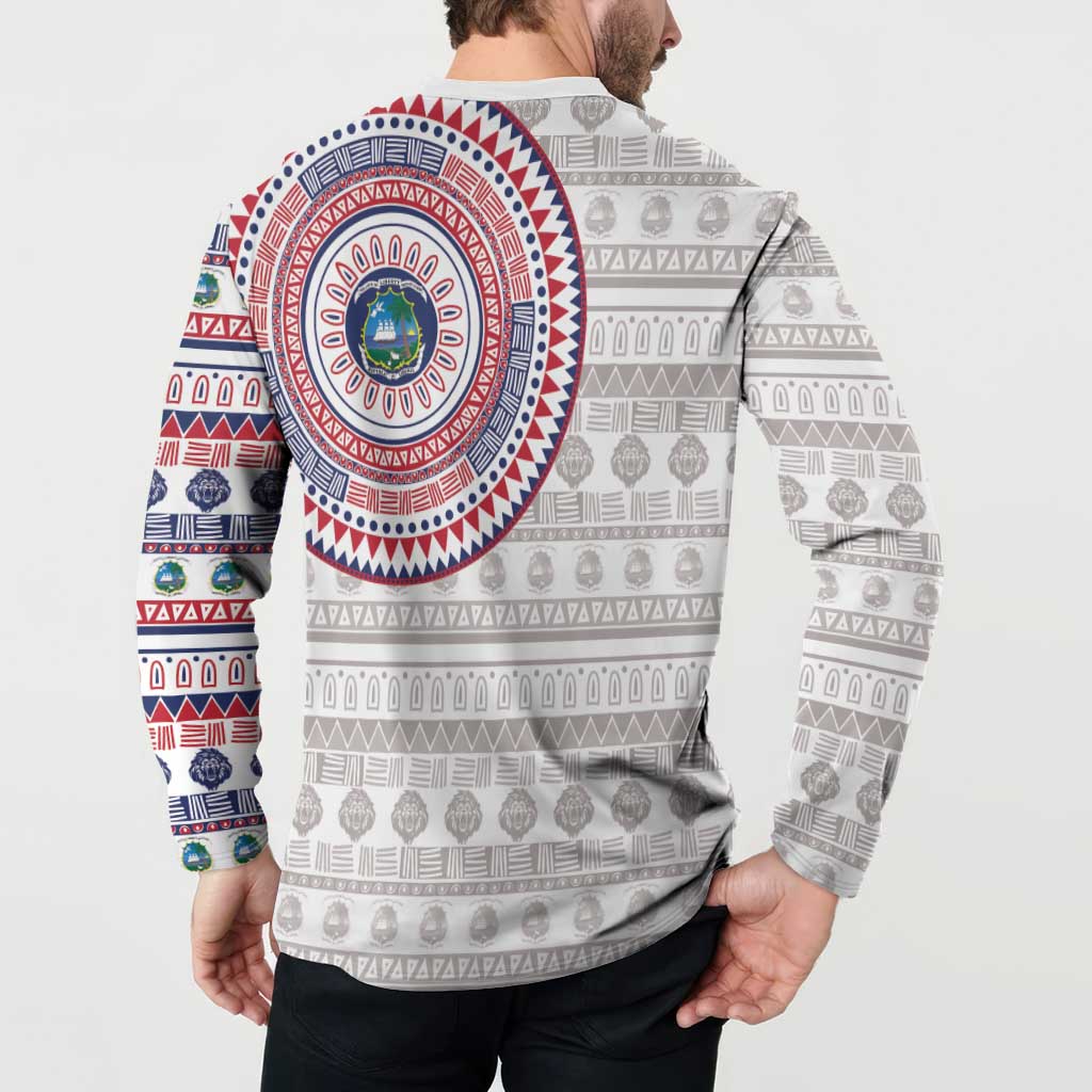 Liberia Button Sweatshirt African Tribal Pattern