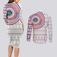 Liberia Couples Matching Long Sleeve Bodycon Dress and Long Sleeve Button Shirt African Tribal Pattern