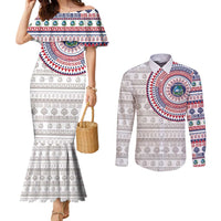 Liberia Couples Matching Mermaid Dress and Long Sleeve Button Shirt African Tribal Pattern