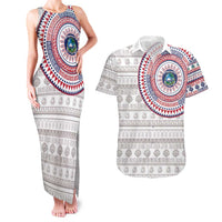 Liberia Couples Matching Tank Maxi Dress and Hawaiian Shirt African Tribal Pattern