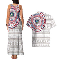 Liberia Couples Matching Tank Maxi Dress and Hawaiian Shirt African Tribal Pattern