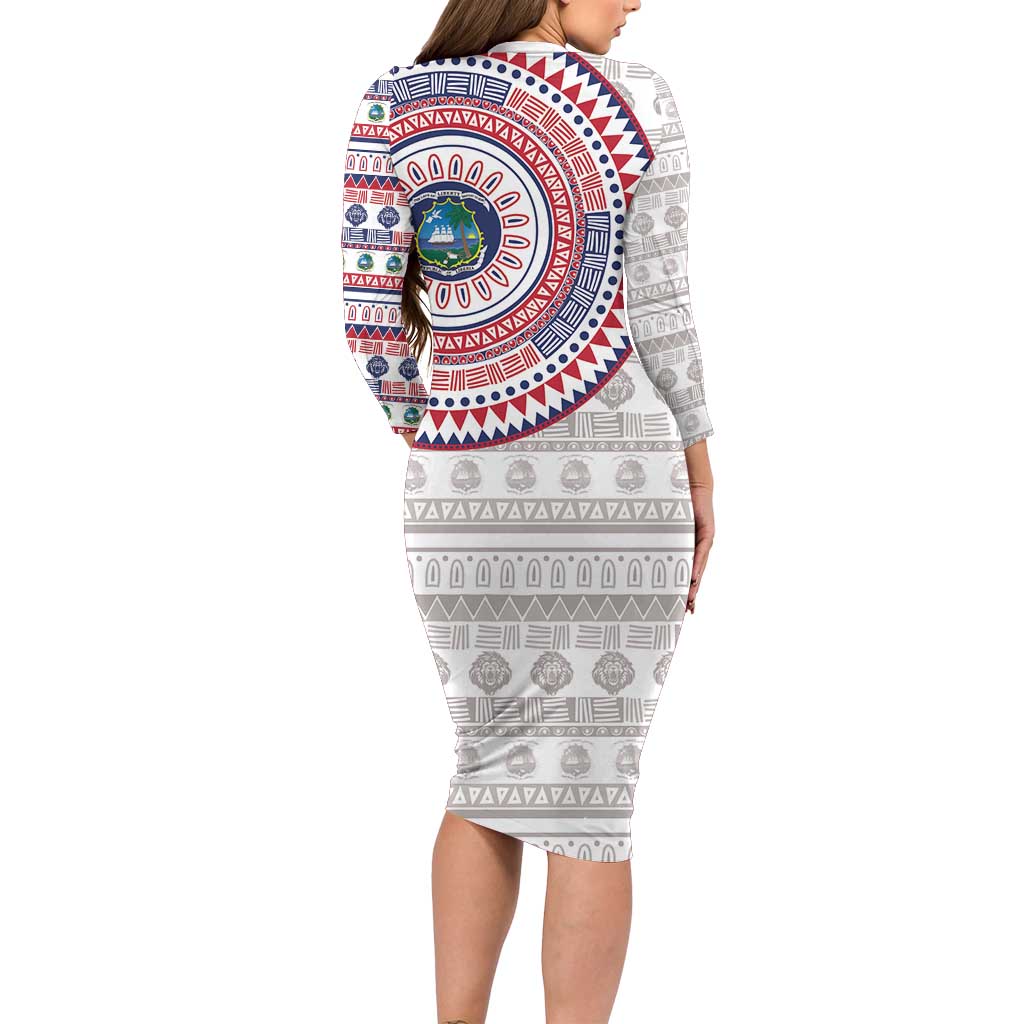 Liberia Family Matching Long Sleeve Bodycon Dress and Hawaiian Shirt African Tribal Pattern