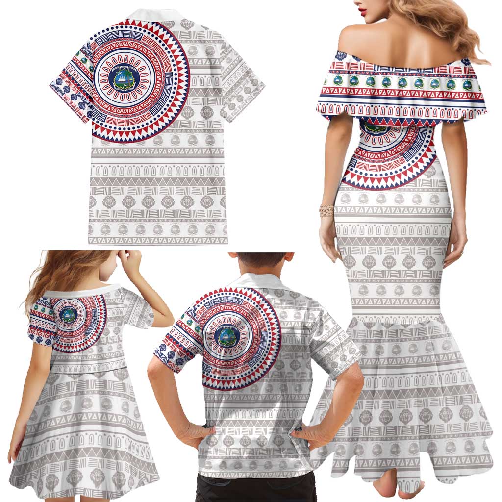 Liberia Family Matching Mermaid Dress and Hawaiian Shirt African Tribal Pattern